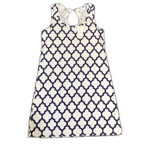 Jean-Pierre Kilfa NWT White Blue Tile Pattern Sleeveless Shift Dress Size M